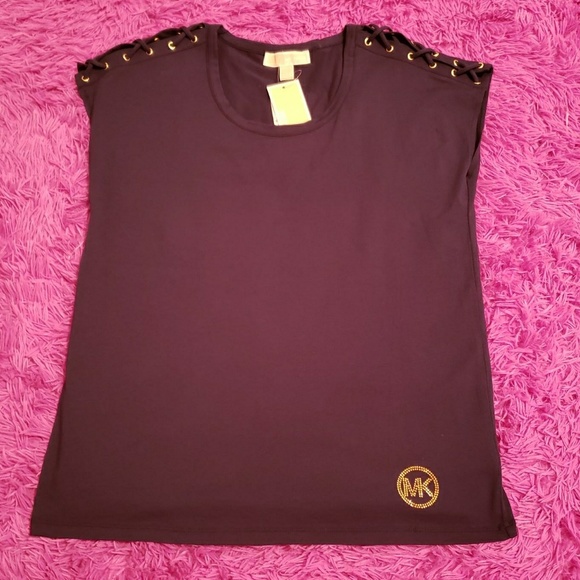 Michael Kors Navy Blue Lace up Logo Shirt - Picture 1 of 3